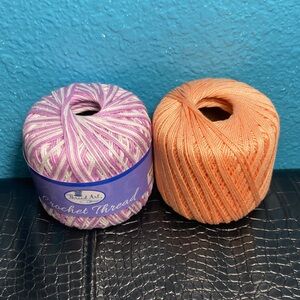 1 NWT + 1 Thread Art Crochet Thread Purple-to-White and Coral (No Tag)